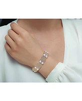 Laundry by Shelli Segal Textured Gold Tone Stretch Bracelet with Pearl Accents