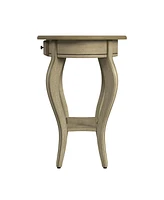 Contemporary Oval End Table with Drawer and Shelf in Manufactured Wood