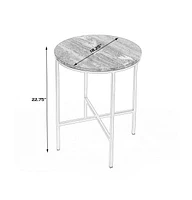 Luxury Round Marble End Table for Living Room