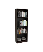 Vinton Bookcase with Spacious Tier-Shelving Design, Dark Walnut / Black Wengue