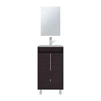 Ingold Bathroom Set, Cabinet with Sink + Mirror, 2 Doors, 4 Legs, Shelves, 1 White