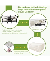 Gymax 7PCS Rattan Patio Conversation Sofa Furniture Set w/ Cushions & Waterproof Cover