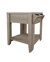 Rustic Wooden End Table with Lower Display Shelf