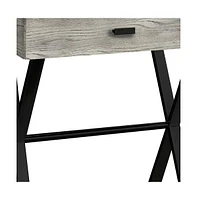 Mixed Material End Table with Drawer – Wood Top & Metal Base
