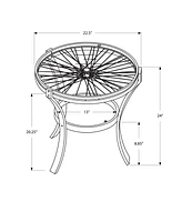 Modern Glass and Metal Round End Table with Open Shelf