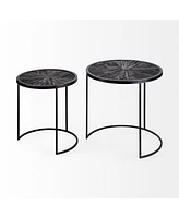 Set of Two 20" Black Round End Table