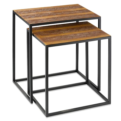 Contemporary Resin End Table – Versatile and Functional Design-Set of Two