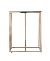 24" Champagne Glass And Iron Square End Table
