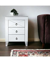 26" Silver End Table With Three Drawers