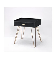 24" Gold And Black End Table With Drawer