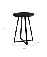 Mid-Century Round End Table with Tapered Legs