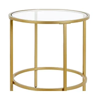 Tempered Glass Round Side Table with Stainless Steel Base – Contemporary Design