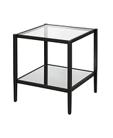 Mirrored Glass and Steel Square End Table with Shelf – Luxurious and Functional