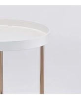 Contemporary Wooden Round Side Table for Living Room or Bedroom