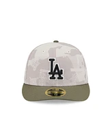 New Era Men's Light Beige/Olive Los Angeles Dodgers 2025 Armed Forces Day Low Profile 59FIFTY Fitted Hat
