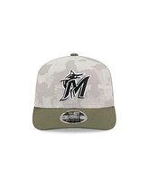 New Era Men's Light Beige/Olive Miami Marlins 2025 Armed Forces Day 9SEVENTY Adjustable Hat