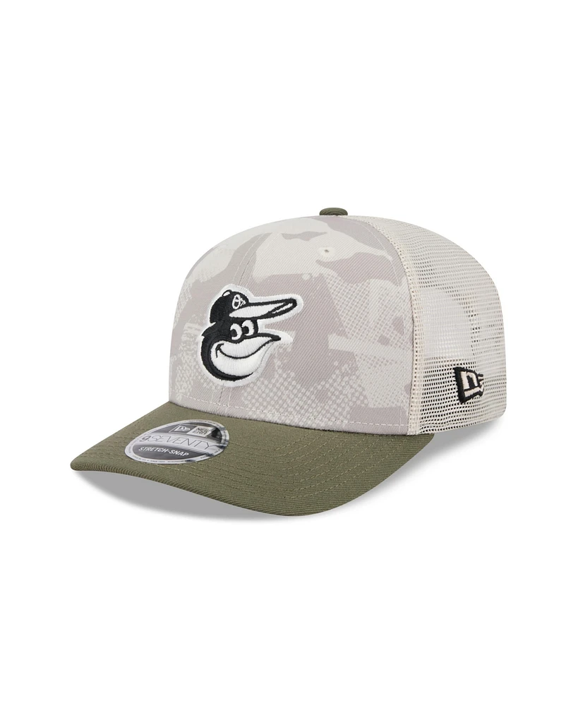 New Era Men's Light Beige/Olive Baltimore Orioles 2025 Armed Forces Day 9SEVENTY Adjustable Hat