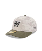 New Era Men's Light Beige/Olive Miami Marlins 2025 Armed Forces Day 59FIFTY Fitted Hat
