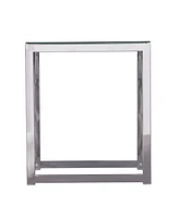 22" Chrome Glass And Iron Square End Table