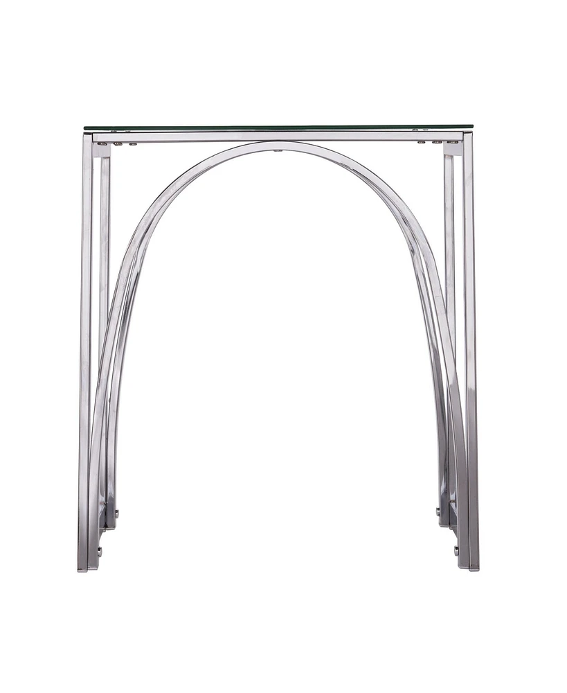 22" Chrome Glass And Iron Square End Table