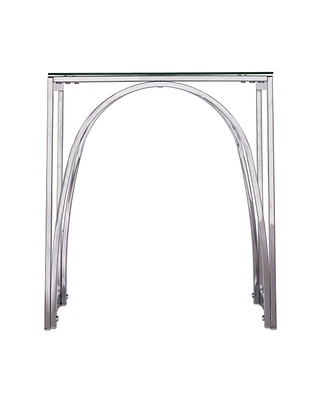 22" Chrome Glass And Iron Square End Table