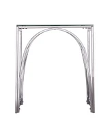 22" Chrome Glass And Iron Square End Table
