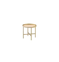 Round End Table with Metal Frame and Wood Top – Modern Industrial Design