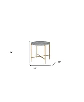 Industrial Round End Table with Manufactured Wood and Metal Frame