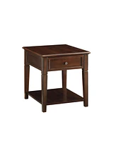Functional Manufactured Wood Rectangular Side Table with Storage Drawer and Shelf