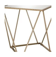 Contemporary Glass and Metal Square Mirrored End Table