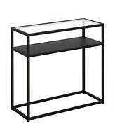 Contemporary Glass and Steel End Table with Storage Shelf – Elegant Home Accent