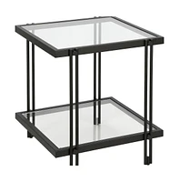 Glass and Steel End Table with Storage Shelf – Ideal for Modern Interiors