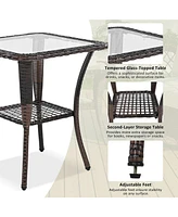 Mondawe 3-piece Outdoor Chair&Table Set Chat 2-person Rattan Seating Group