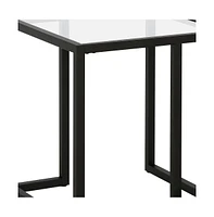 Sleek Square Glass Accent Table with Durable Metal Legs