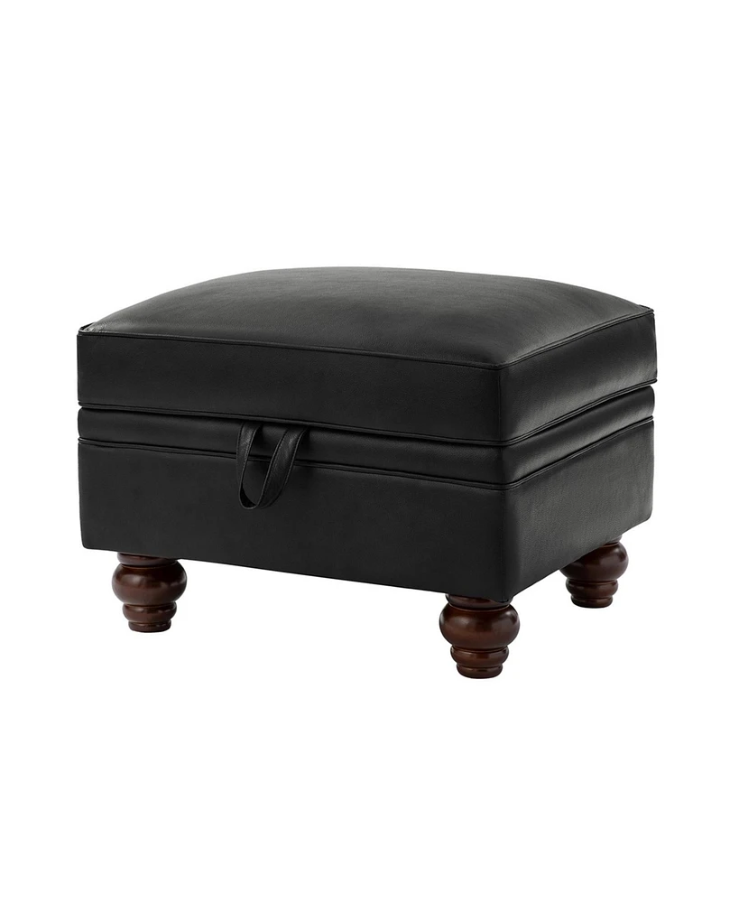 Sabina Transitional 27" Wide Ottoman with Solid Wood Legs