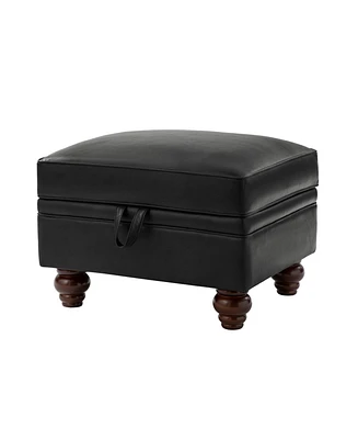 Sabina Transitional 27" Wide Ottoman with Solid Wood Legs