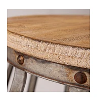 Rustic Wood Round End Table for Compact Spaces and Home Decor