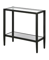 Modern Glass and Steel Mirrored End Table with Storage Shelf – Chic Side Table