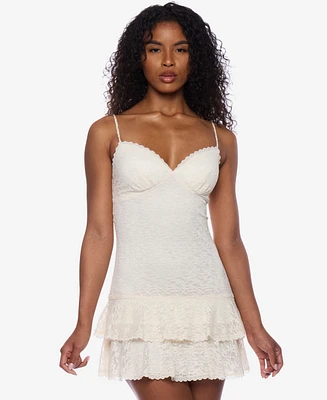 Alex & Sophia Juniors' V-Neck Sleeveless A-Line Mini Lace Dress