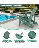 Gymax 2PCS Patio Hips Adirondack Chair w/ Cup Holder Weather Resistant 380 Lbs