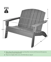 Gymax Outdoor Adirondack Chair Patio Hdpe Adirondack Loveseat Bench Weather Resistant