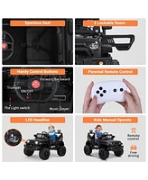 Funtok Kids Electric Powered Ride on Car 12V with Remote Control, Electric Vehicle with Low Battery Reminder, 3 Speeds, Radio, Horn, Usb Port, Aux, Op