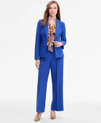 Tahari Asl Womens Clasp Blazer Wide Leg Pants Tie Neck Blouse Wide Leg Pants