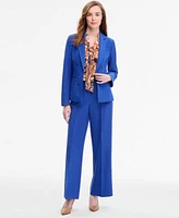 Tahari Asl Womens Clasp Blazer Wide Leg Pants Tie Neck Blouse Wide Leg Pants