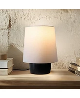 Dan Led Classic Table Lamp with Cream Tapered Drum Shade and Heavy Ceramic Base, Bulb Included (14")
