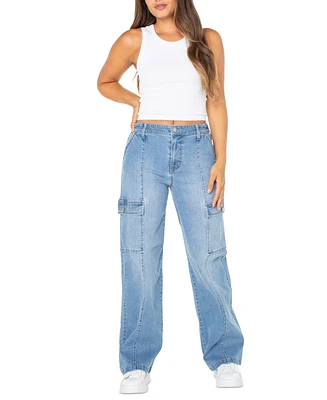 Celebrity Pink Juniors' High Rise Wide Leg Cargo Jeans