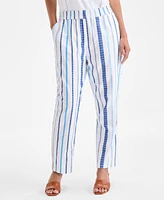 Style & Co Women's Cotton Striped Pull-On Tapered Pants, Exclusively at Macy's