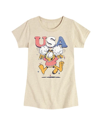 Hybrid Apparel Big Girls Garfield Usa Cheerleader Graphic T-Shirt