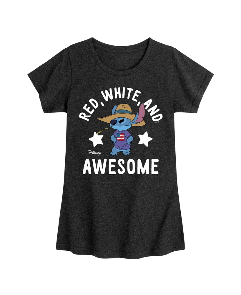 Hybrid Apparel Big Girls Lilo Stitch Awesome Graphic T-Shirt