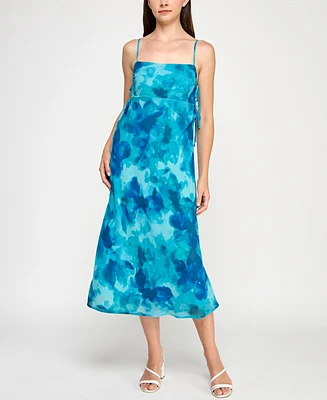 Trixxi Juniors' Printed Chiffon Slip Midi Dress